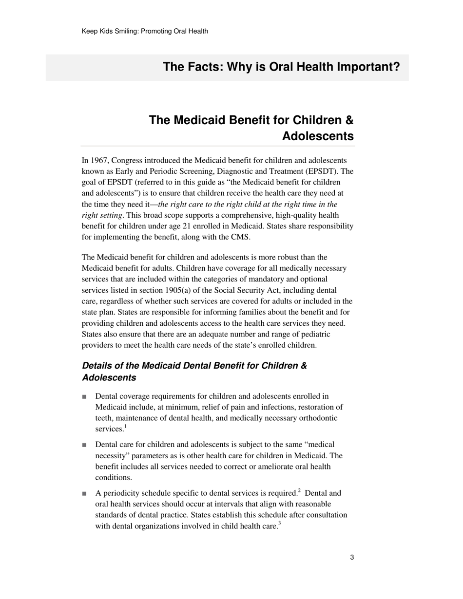 Keep Kids Smiling: Promoting Oral Health Through the Medicaid Benefit for Children  Adolescents, Page 6