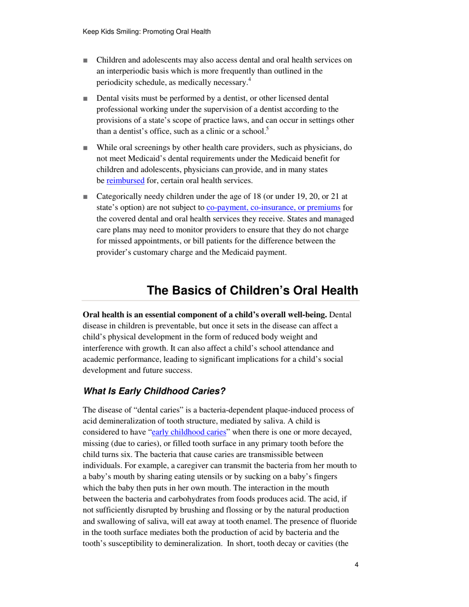 Keep Kids Smiling: Promoting Oral Health Through the Medicaid Benefit for Children  Adolescents, Page 7