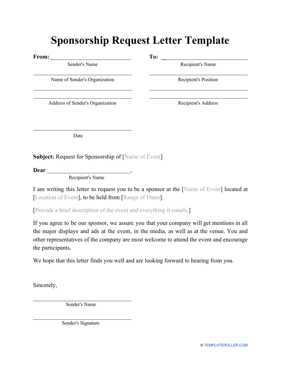 Sponsorship Request Letter Template Fill Out, Sign Online and