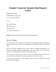Sample &quot;Corporate Sponsorship Request Letter&quot;
