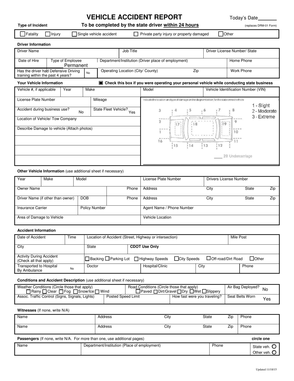Vehicle Accident Report - Colorado, Page 1