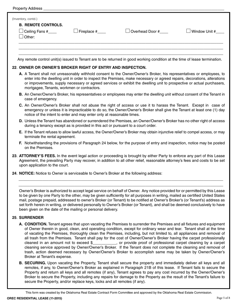 Oklahoma Residential Lease Fill Out Sign Online And Download Pdf Templateroller 9157