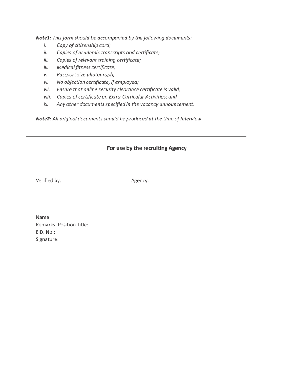 Form 4 / 1 Civil Service Employment Application Form - Bhutan, Page 4