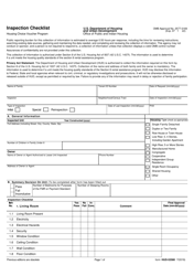 Form HUD-52580 Inspection Checklist Housing Choice Voucher Program