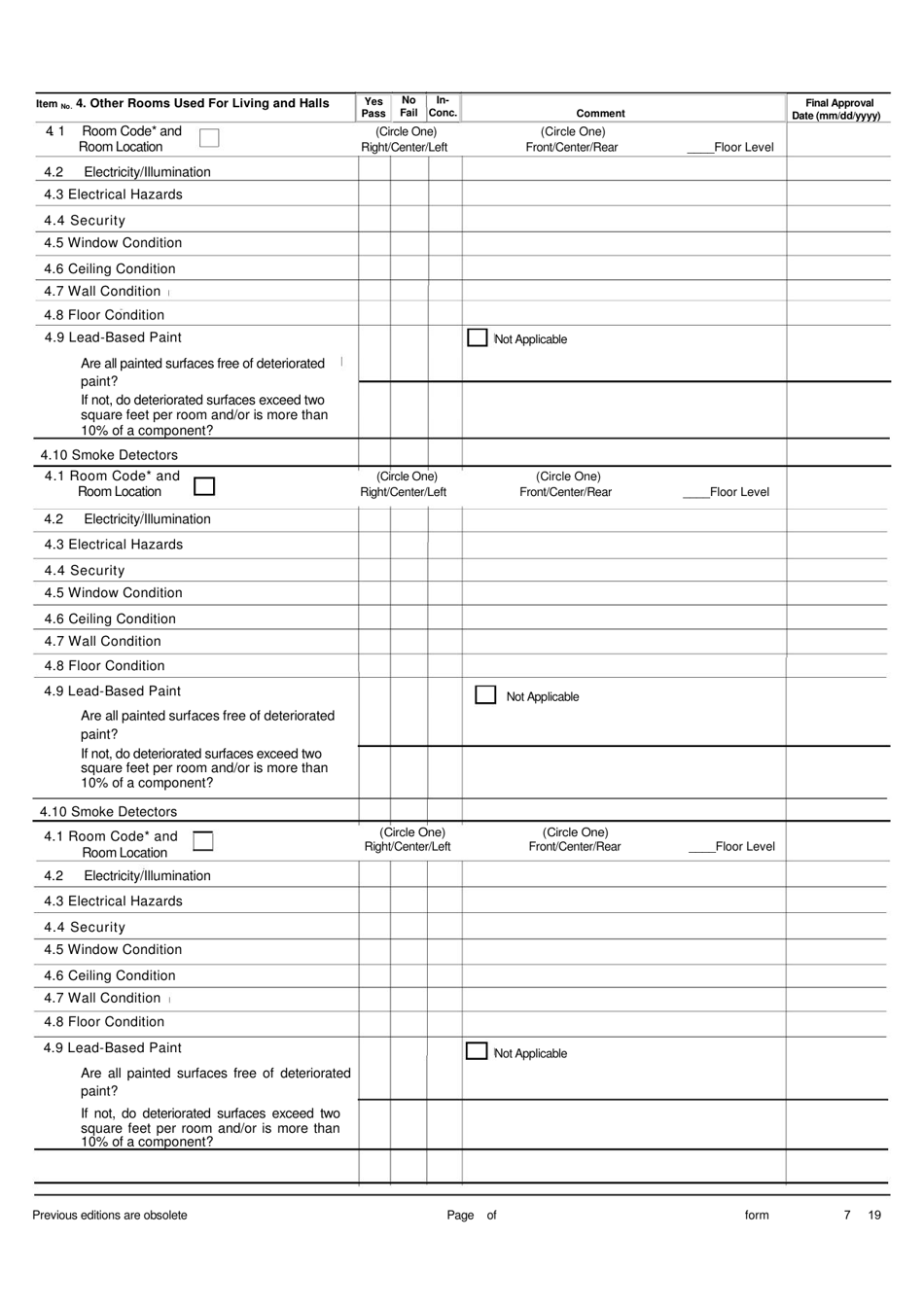 Form HUD52580 Download Fillable PDF or Fill Online Inspection