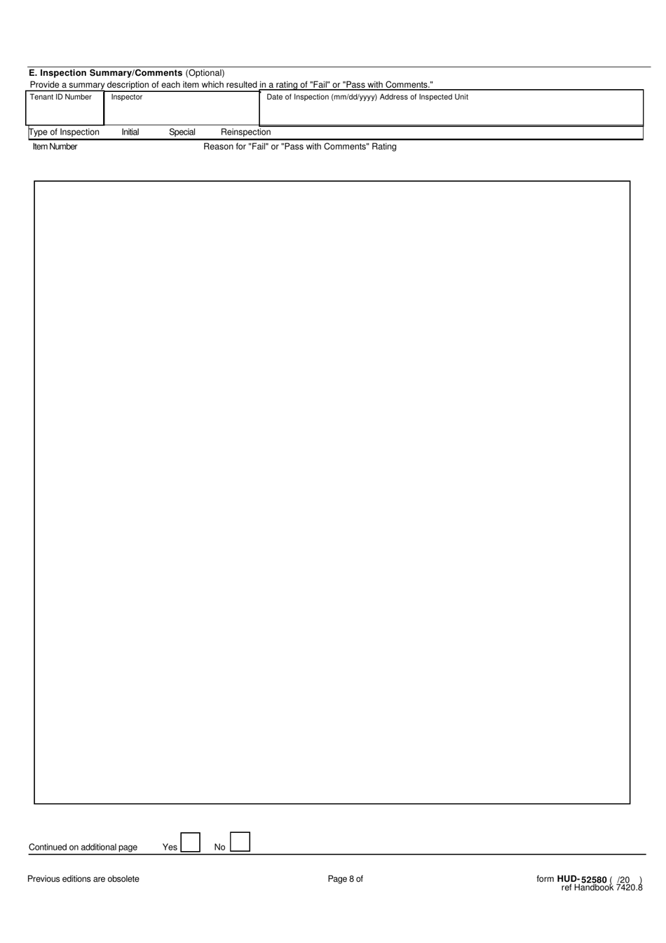 Form HUD-52580 Inspection Checklist Housing Choice Voucher Program, Page 8