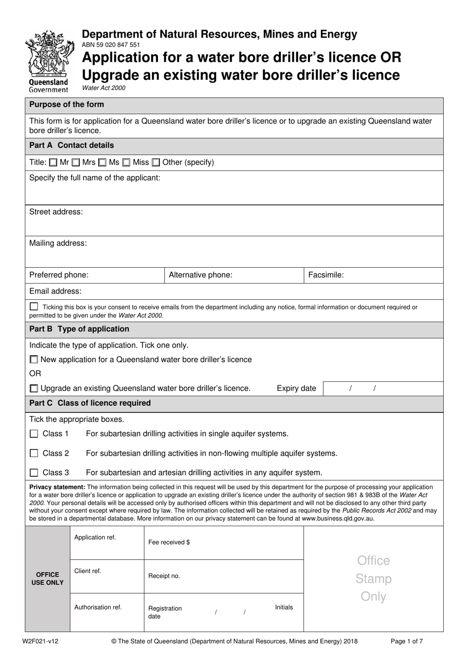 Form W2F021 Fill Out, Sign Online and Download Fillable PDF, Queensland Australia Templateroller