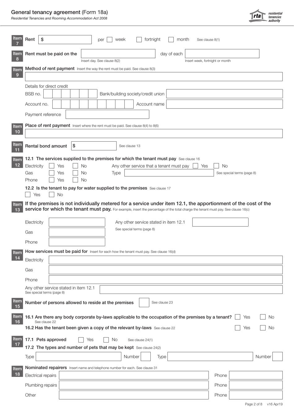 Form 18A - Fill Out, Sign Online and Download Fillable PDF, Queensland ...