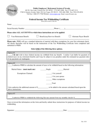 Document preview: Federal Income Tax Withholding Certificate - Nevada