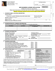 Form FINRC-BL-APP-C &quot;New Business License Application&quot; - City of Berkeley, California