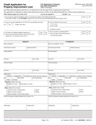 Document preview: Form HUD-56001 Credit Application for Property Improvement Loan