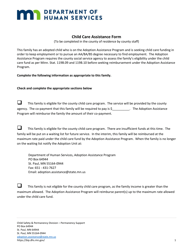 Document preview: Child Care Assistance Form - Minnesota