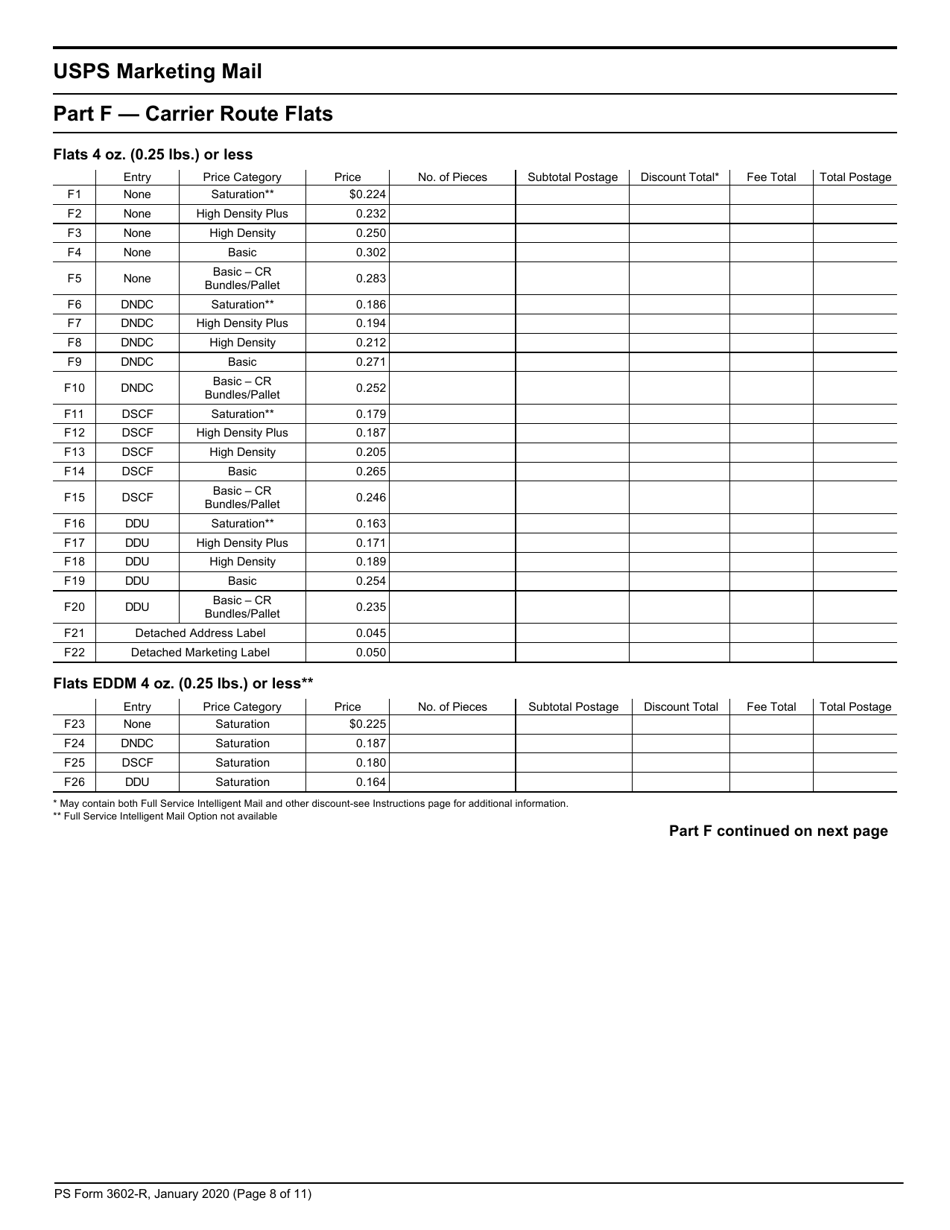 PS Form 3602-R Postage Statement - USPS Marketing Mail, Page 8