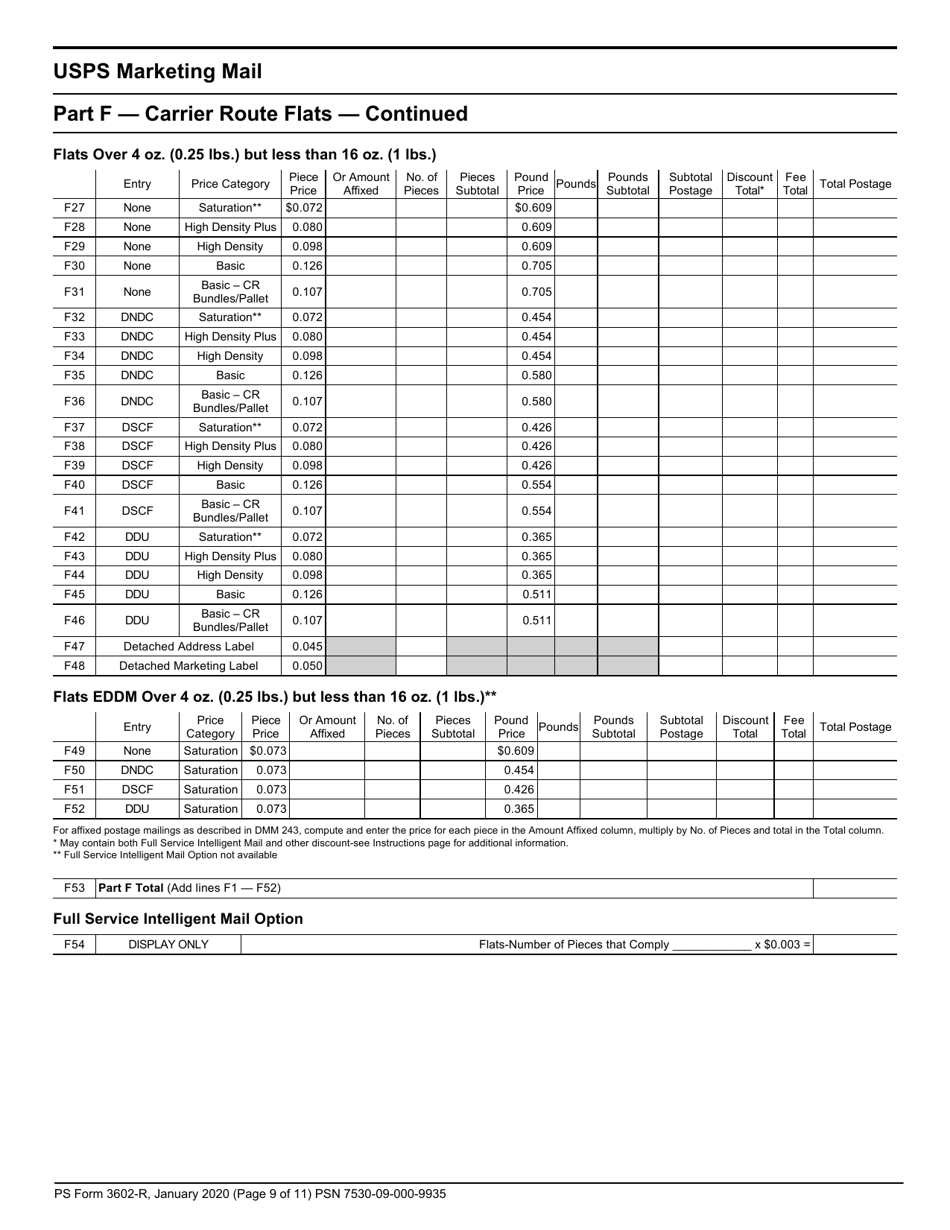 PS Form 3602-R Postage Statement - USPS Marketing Mail, Page 9