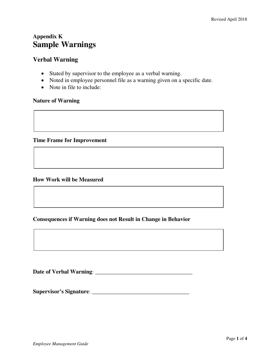 Appendix K Sample Warnings - Manitoba, Canada, Page 1