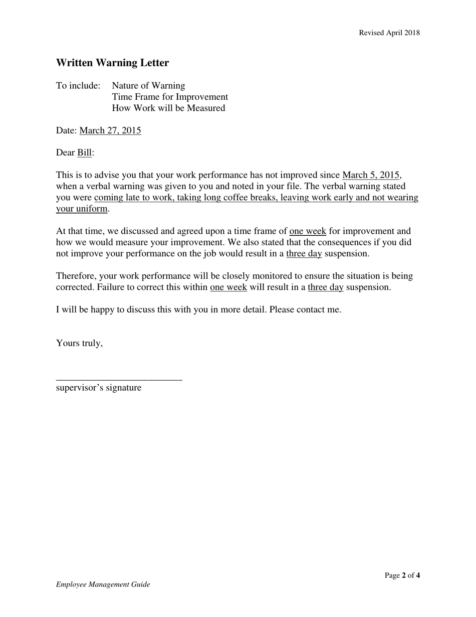 Appendix K Sample Warnings - Manitoba, Canada, Page 2