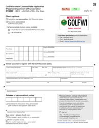 Form MV2960 Golf Wisconsin License Plate Application - Wisconsin, Page 2