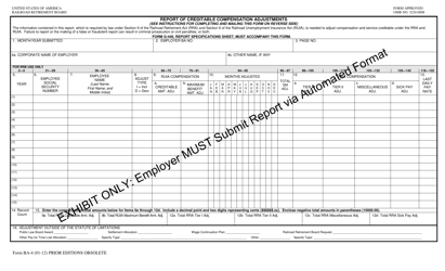 Document preview: Form BA-4 Report of Creditable Compensation Adjustments - Exhibit Only