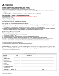 Form FIR-652-007 Concealed Pistol License Application - Washington, Page 2