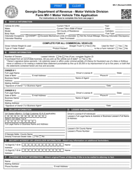 Form MV-1 Motor Vehicle Title Application - Georgia (United States)