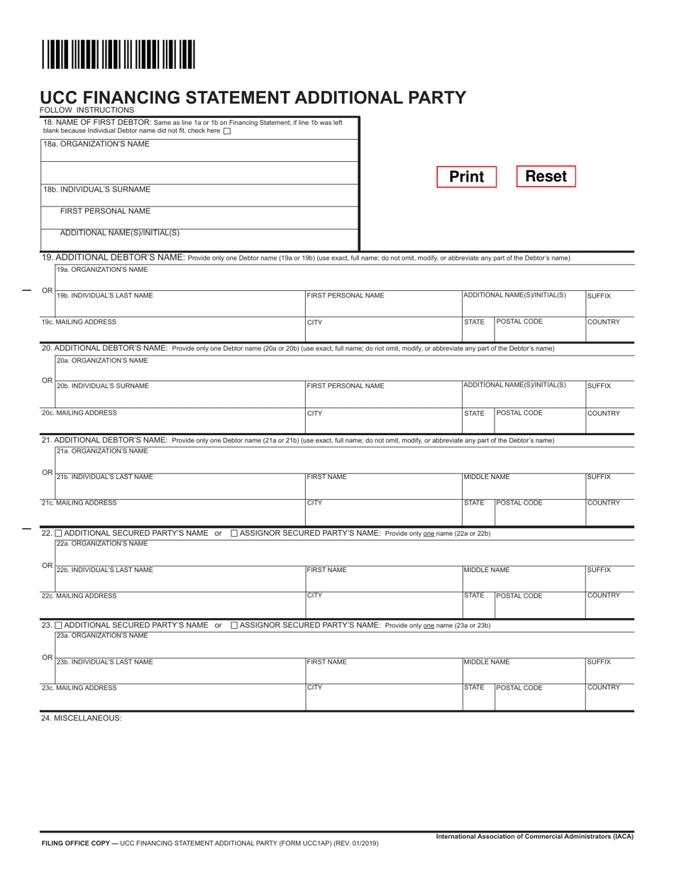 Form UCC1AP Download Fillable PDF Or Fill Online Ucc Financing ...