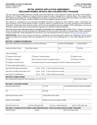 Form F-40108 Retail Vendor Application Amendment Wisconsin Women, Infants and Children (Wic) Program - Wisconsin