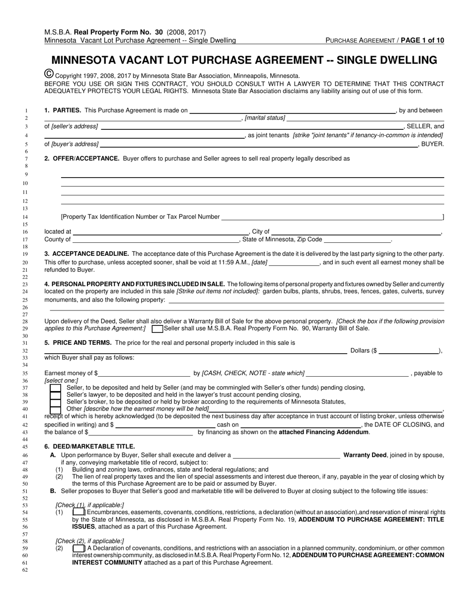 Form RPF30 Fill Out, Sign Online and Download Fillable PDF, Minnesota