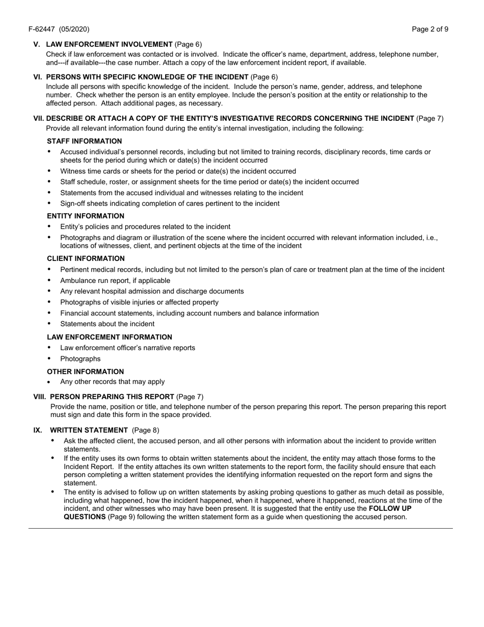 Form F-62447 Misconduct Incident Report - Wisconsin, Page 2