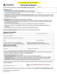 Document preview: Form DR-500-009 Driving Record Request - Washington