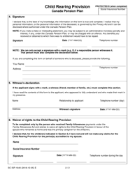 Form SC ISP-1640 Child Rearing Provision Canada Pension Plan - Canada, Page 2