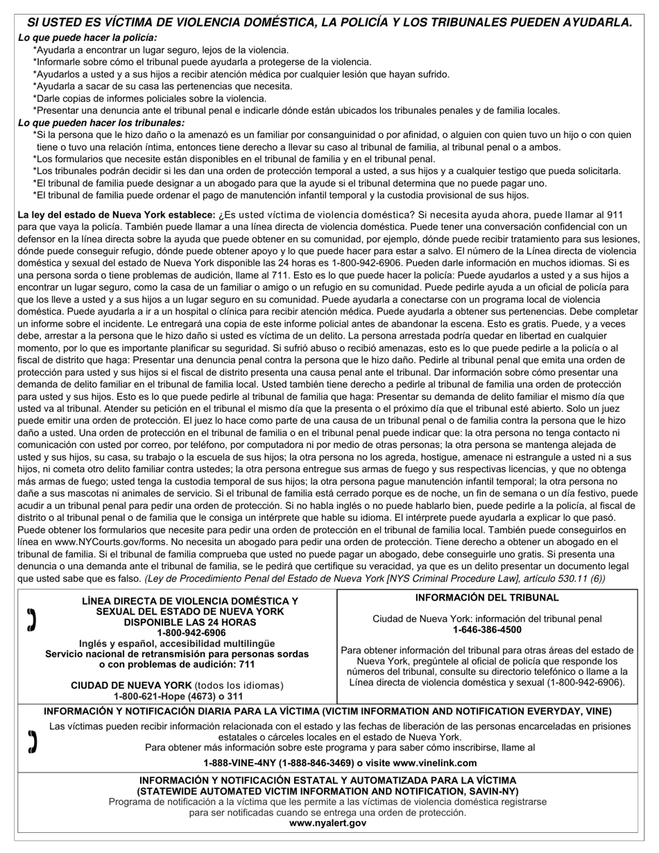 Form 3221 Domestic Incident Report - New York (English / Spanish / Russian / Chinese), Page 10