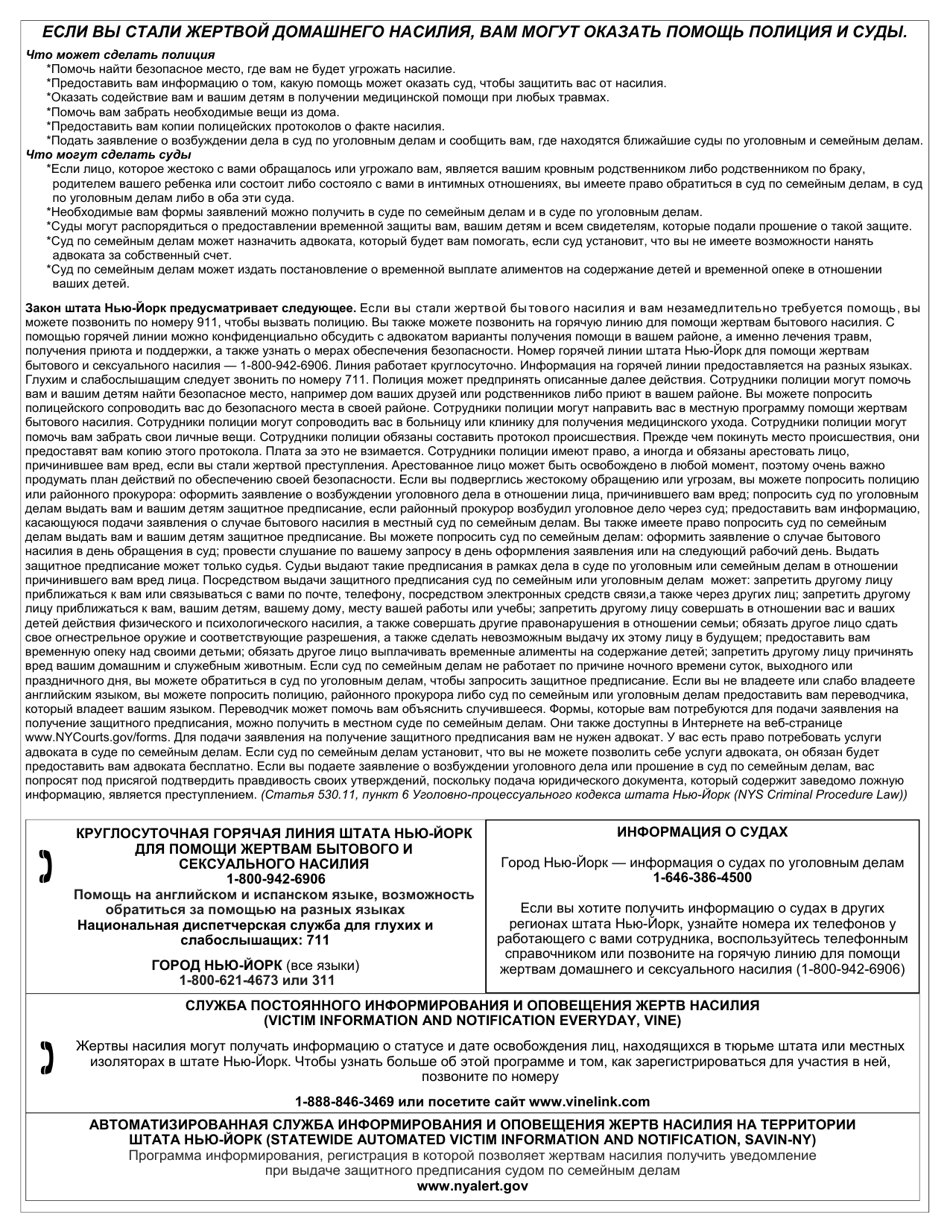 Form 3221 Domestic Incident Report - New York (English / Spanish / Russian / Chinese), Page 12