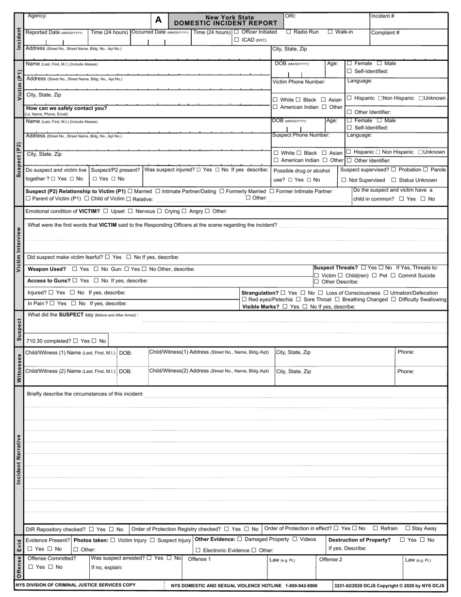 Form 3221 Domestic Incident Report - New York (English / Spanish / Russian / Chinese), Page 4