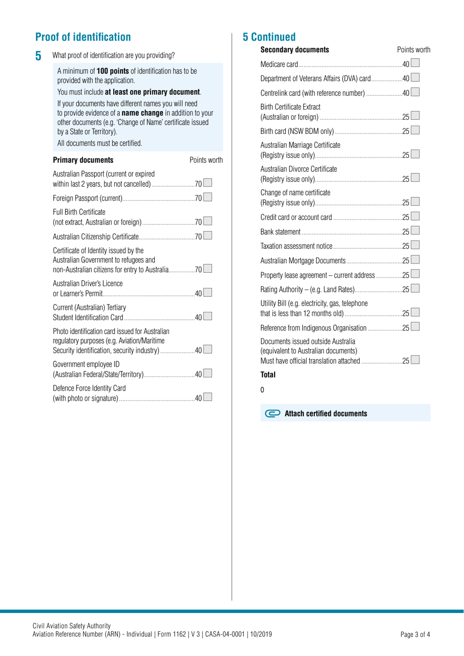 Form 1162 Aviation Reference Number (Arn) Application - Individual - Australia, Page 3