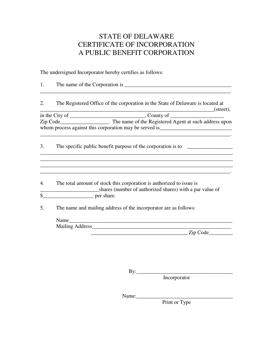 Certificate of Incorporation a Public Benefit Corporation - Delaware, Page 3