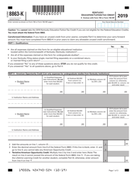 Form 8863-K Kentucky Education Tuition Tax Credit - Kentucky