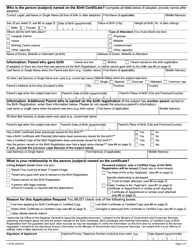 Form 11076E Request for Birth Certificate - Ontario, Canada, Page 2