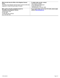 Form 11076E Request for Birth Certificate - Ontario, Canada, Page 6