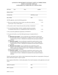 Document preview: Form DPSMV2211 Supplemental Form for Cdl Application - Louisiana