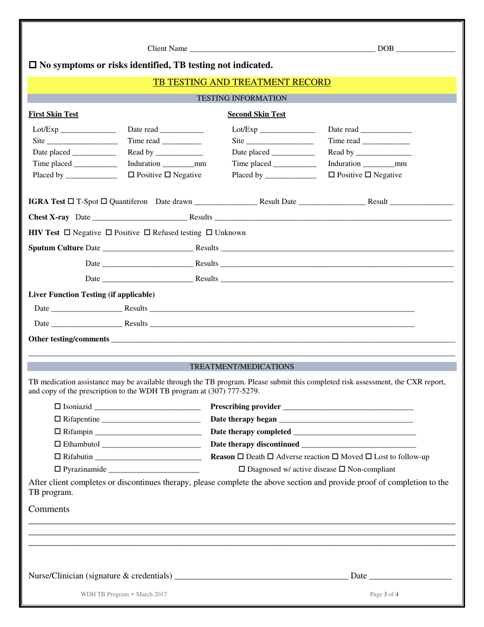 Patient Tuberculosis Risk Assessment - Wyoming, Page 3