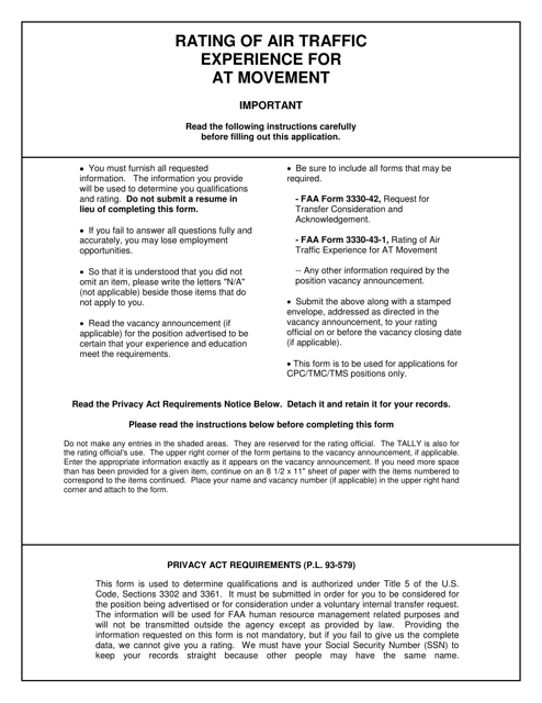 FAA Form 3330 43 1 Download Fillable PDF Or Fill Online Rating Of Air 