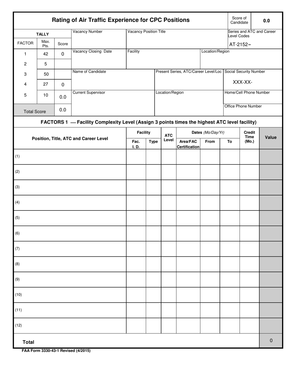 FAA Form 3330-43-1 - Fill Out, Sign Online and Download Fillable PDF ...