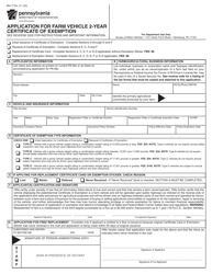 Form MV-77A Application for Farm Vehicle 2-year Certificate of Exemption - Pennsylvania