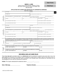 Application for License and Certificate of Marriage - Ventura County, California, Page 5
