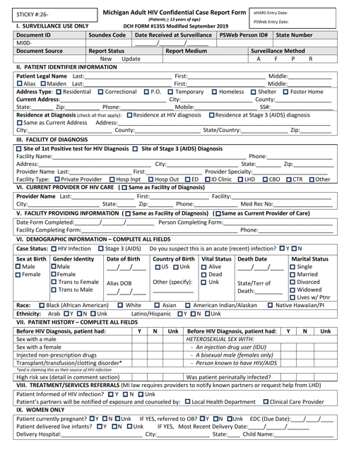 Form DCH-1355 Download Printable PDF or Fill Online Michigan Adult HIV ...