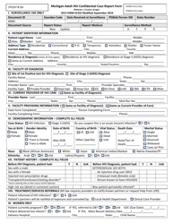 Form DCH-1355 Michigan Adult HIV Confidential Case Report Form - Michigan