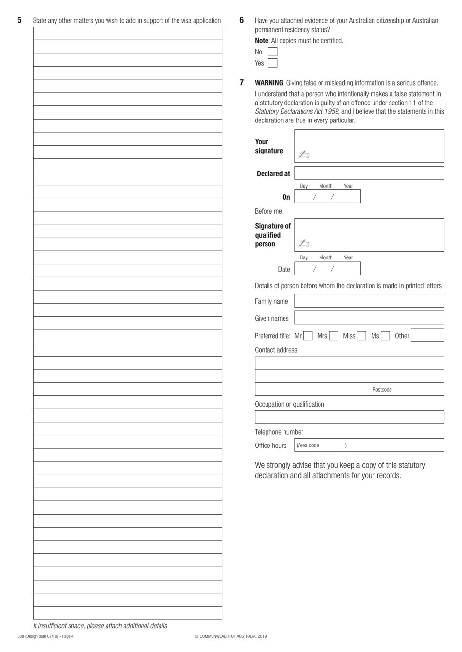 Form 888 - Fill Out, Sign Online and Download Fillable PDF, Australia ...