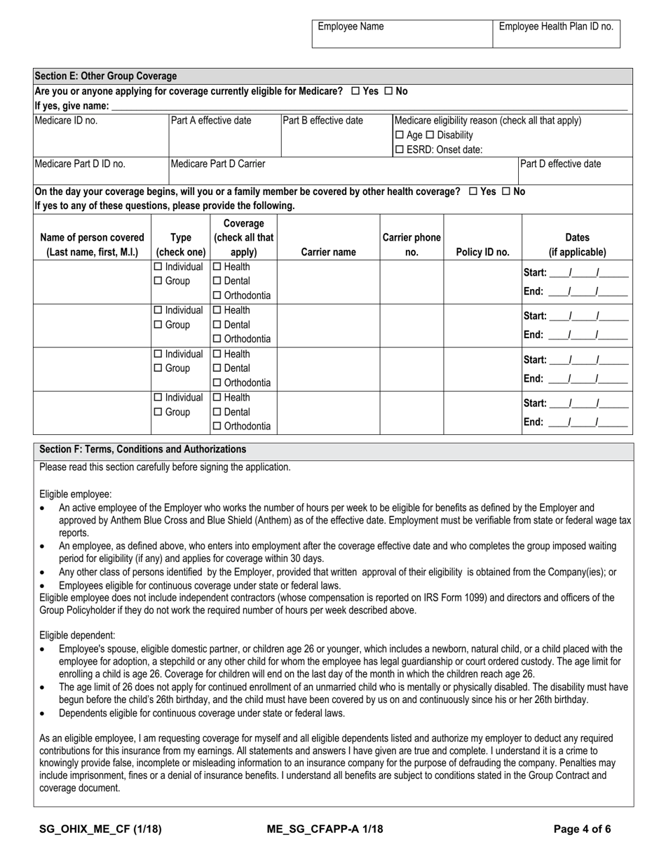 Form SG_OHIX_ME_CF Fill Out, Sign Online and Download Fillable PDF