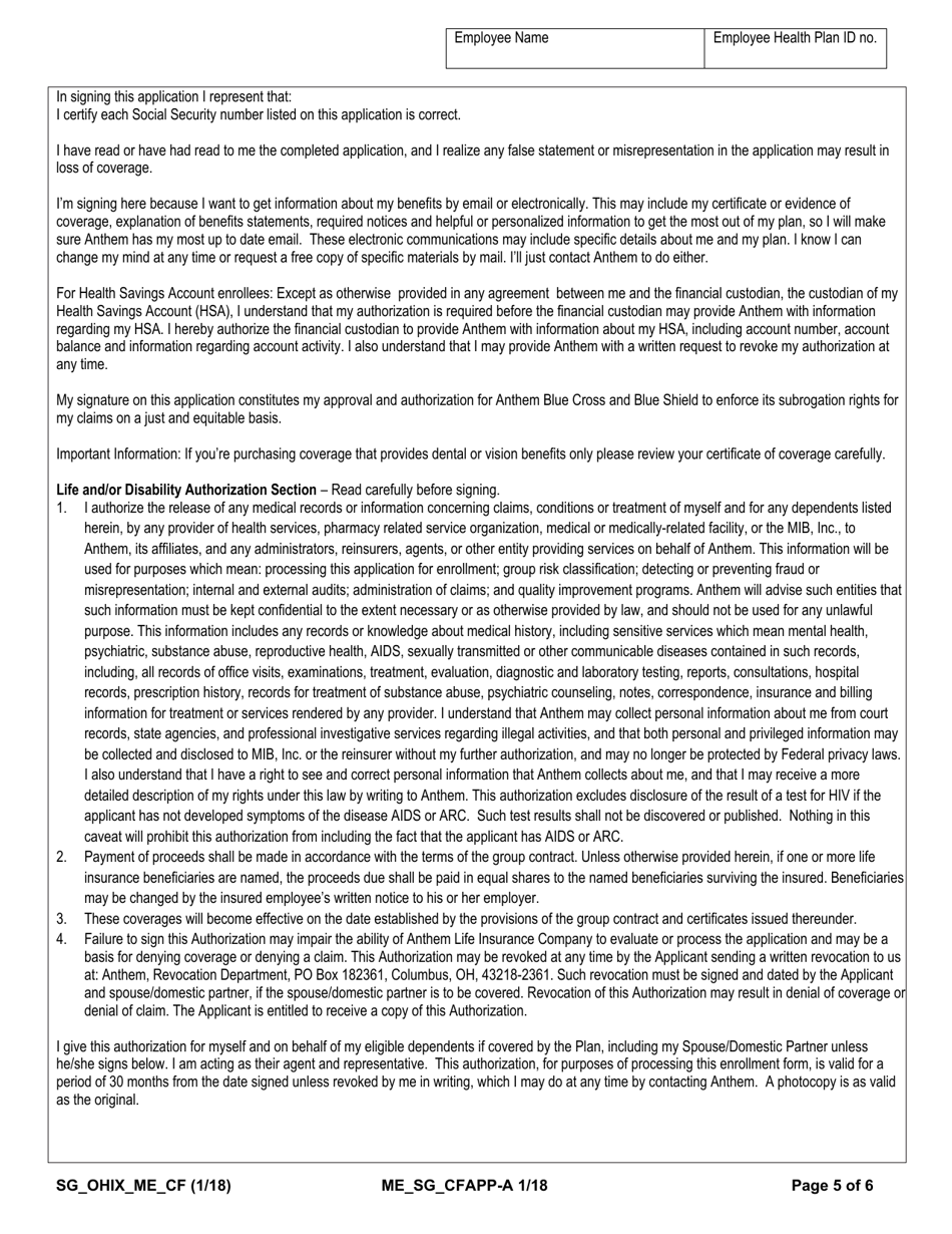 Form SG_OHIX_ME_CF Fill Out, Sign Online and Download Fillable PDF