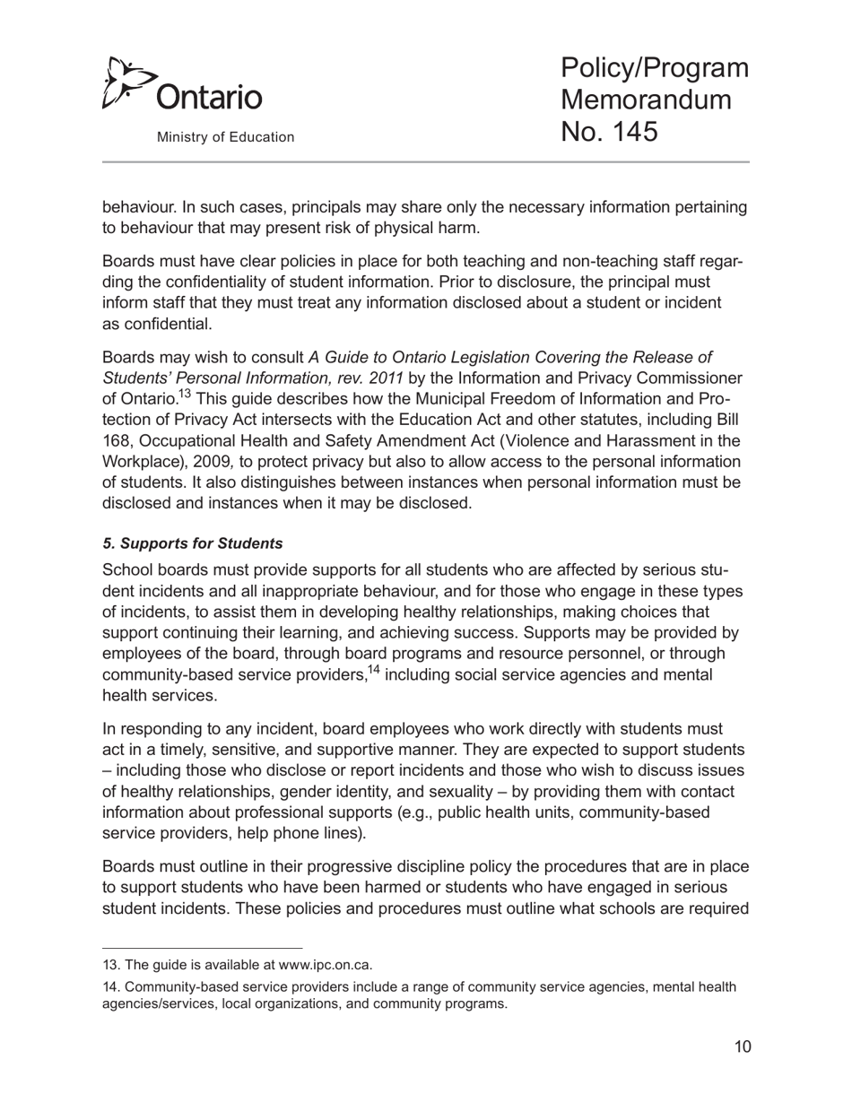 Appendix 2 Safe Schools Incident Reporting Form - Ontario, Canada, Page 10